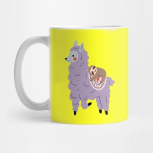 Adorable Sloth Relaxing On A Llama Mug